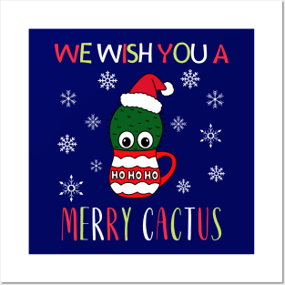 We Wish You A Merry Cactus - Small Cactus With A Santa Hat In A Christmas Mug Posters and Art